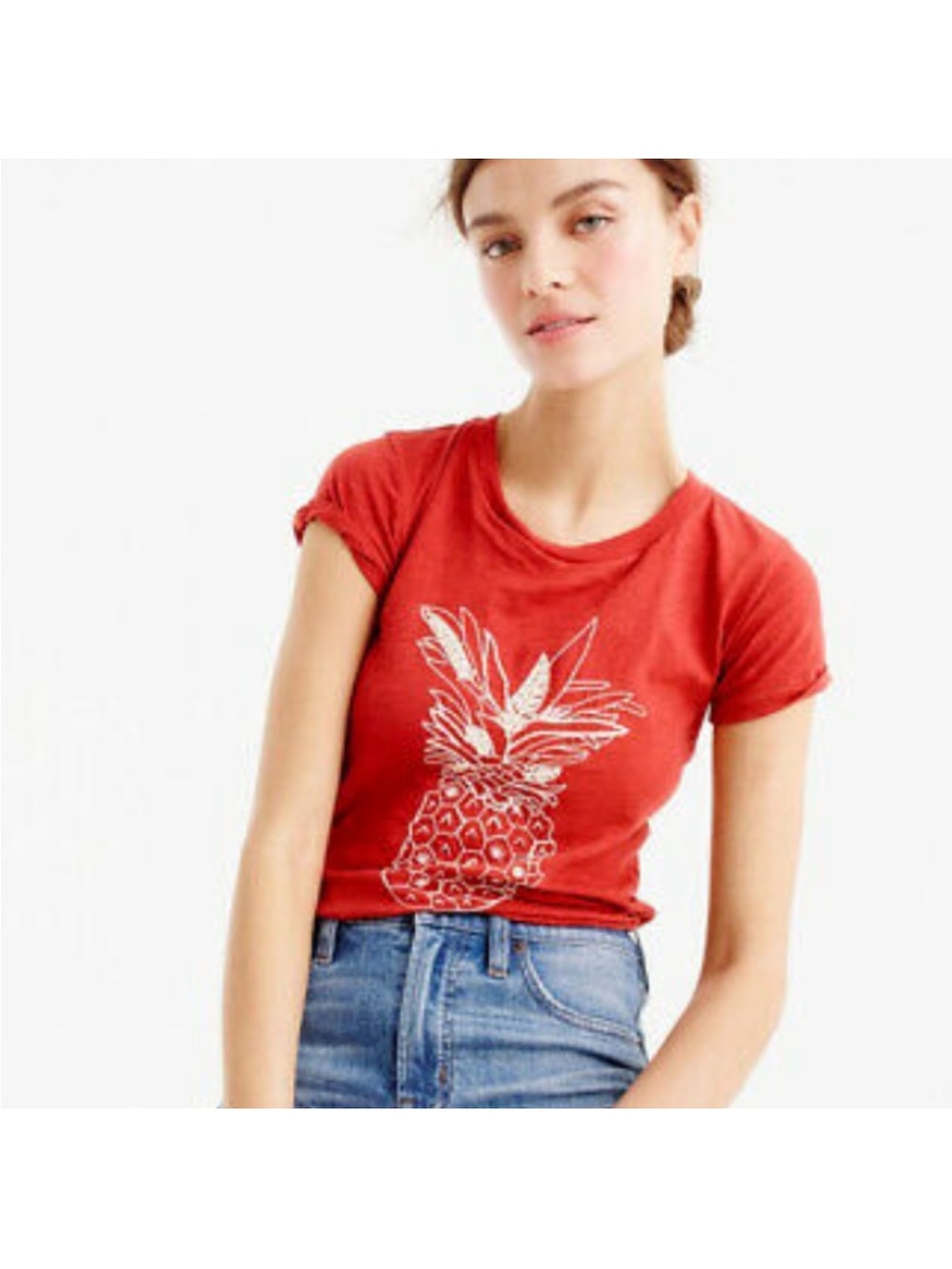 J. Crew Red Short-Sleeve Pineapple Graphic Tee - Women